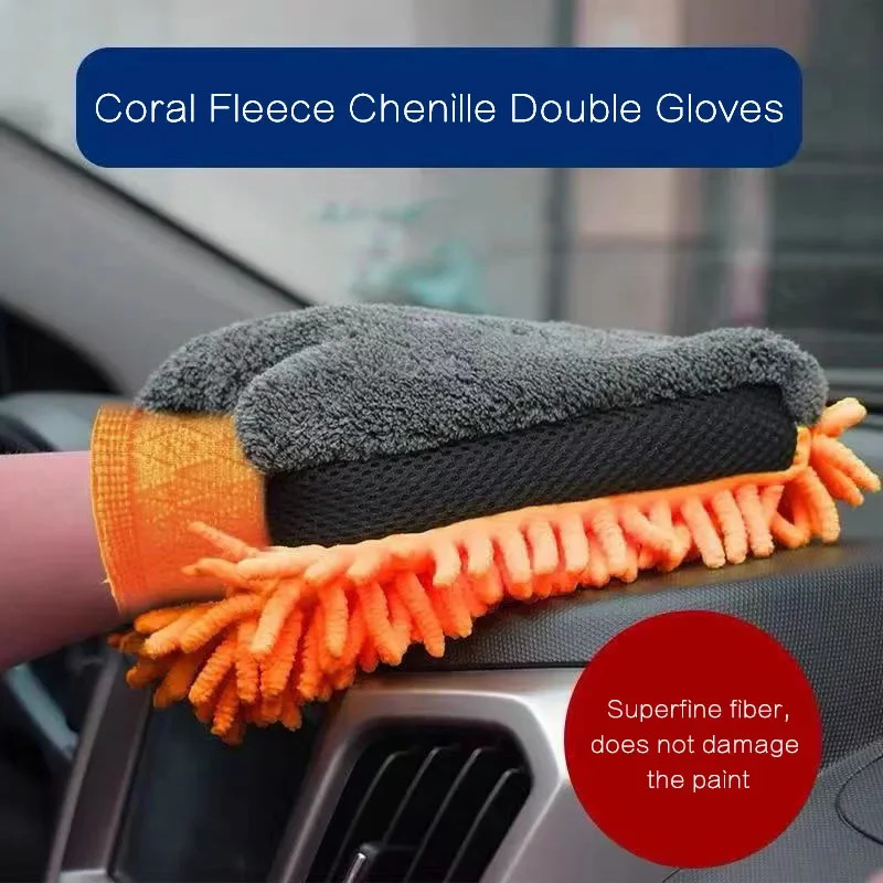 Car Detailing Brush - Wasserdichte Auto-Wasch-Mikrofaser-Chenille-Handschuhe Dicker Auto-Reinigungshandschuh Wachs-Detailing-Bürste Auto-Pflege