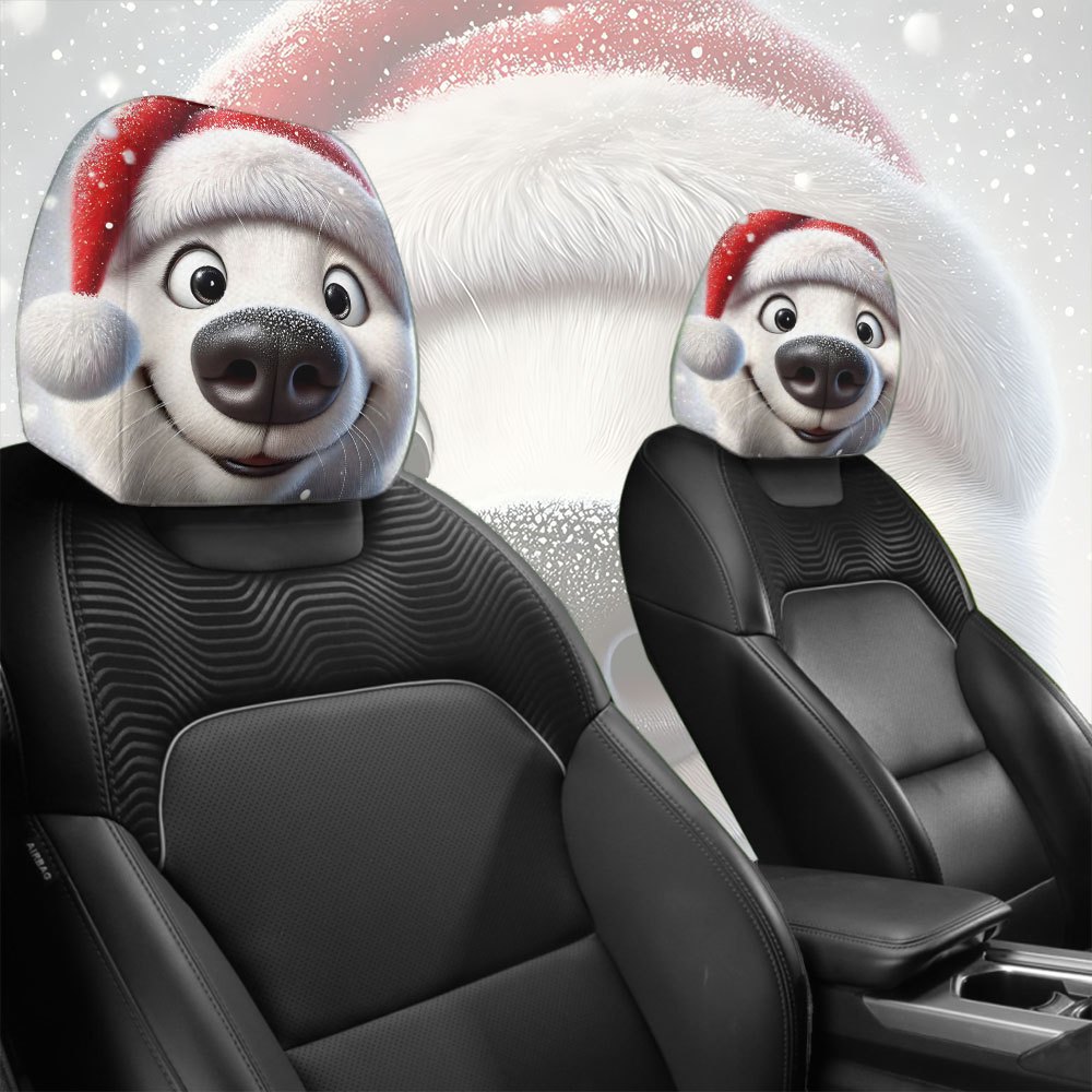 Car Accessories For Winter - 2 Stück Weihnachtsmützen, niedliche Welpen-Auto-Kopfstützenbezüge, verschneite