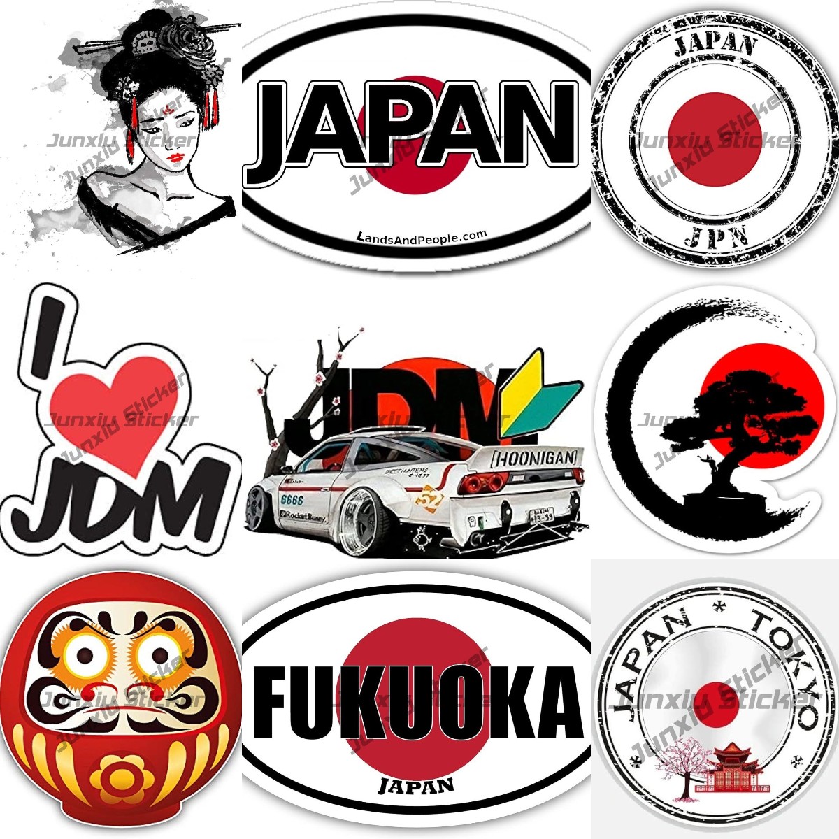 Car Accessories In Tokyo - Japan Kultur Stempel Runder Aufkleber Japanischer