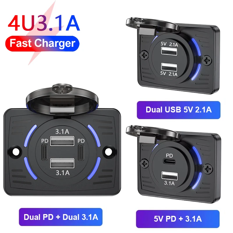 Car Accessories Thailand - 12V-24V Dual USB QC3.0 PD 3,1A/2,1A