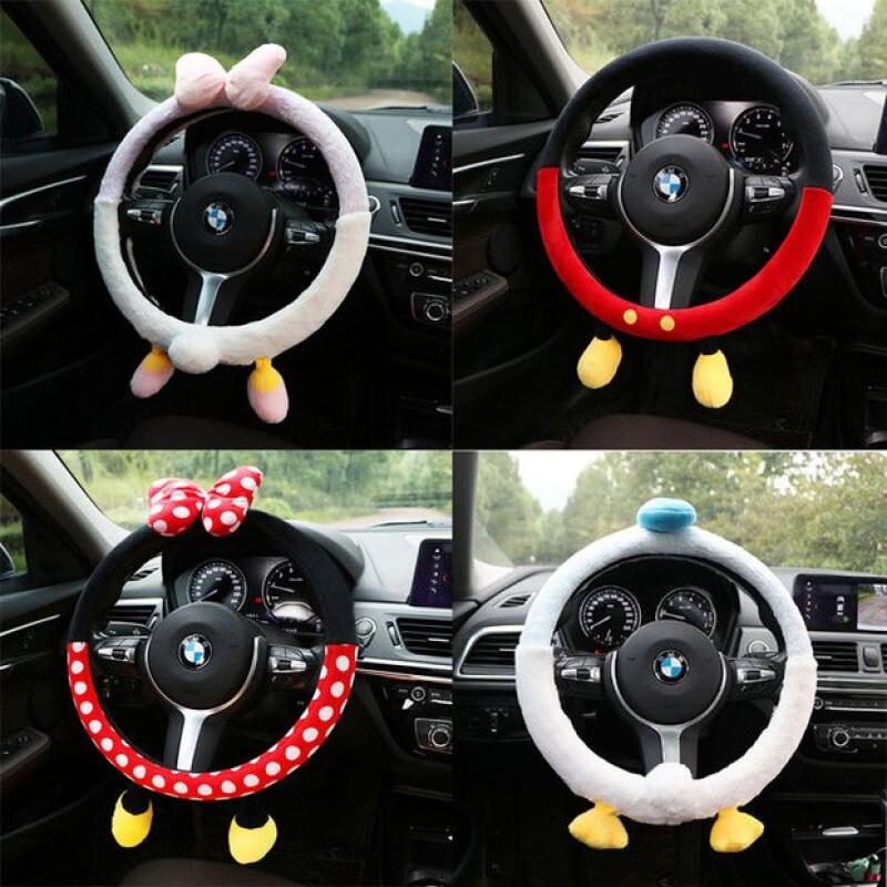 Car Accessories For Winter - Niedlicher Disney-Plüsch-Lenkradbezug im Mickey- und Minnie-Stil,